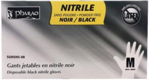 Gants nitrile noir medium BTE 100x Pharaoh